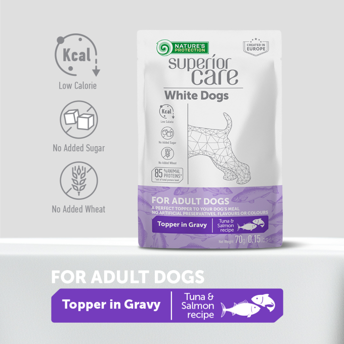 wet food supplement with tuna and salmon for adult white-coated dogs of all breeds - 2