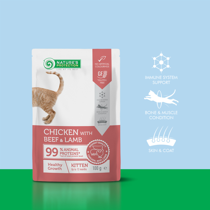 canned pet food with chicken, beef and lamb for kittens to support healthy growth - 1