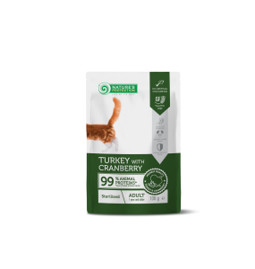 canned pet food with turkey and cranberry for adult sterilised cats