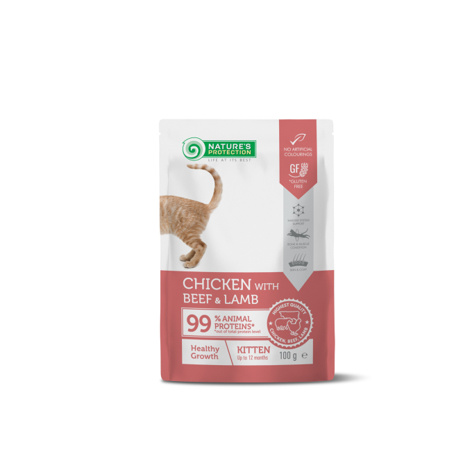 canned pet food with chicken, beef and lamb for kittens to support healthy growth - 0