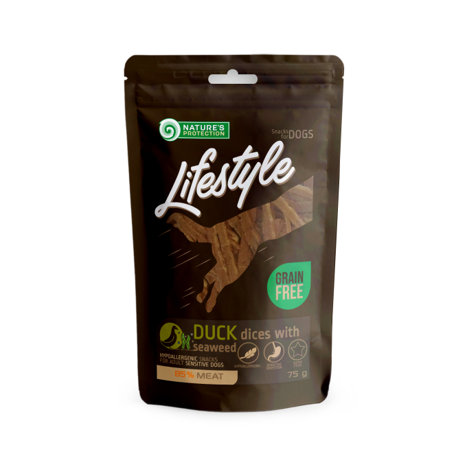 snack for dogs soft duck dices with seaweed, - 0