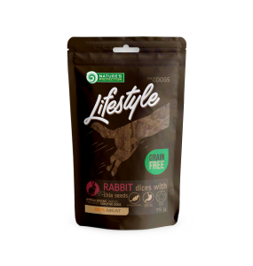 snack for dogs soft rabbit dices with chia seeds,