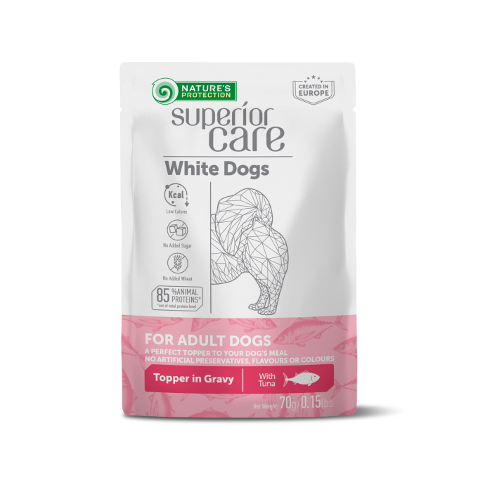 wet food supplement with tuna for adult white-coated dogs of all breeds - 0