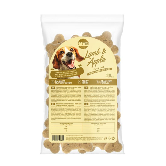 snack complementari senza cereali per cani, biscotti con agnello e mela - 0