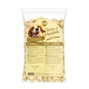 snack complementari per cani, biscotti senza cereali con pollo e verdure