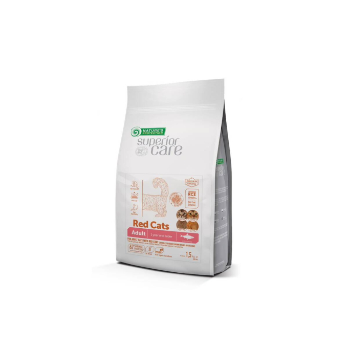 dry grain free pet food with herring for adult all breed cats with red coat - 0