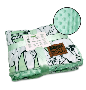 blanket, with white puppies