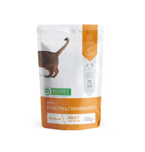 canned pet food for sterilised cats with poultry and cranberries