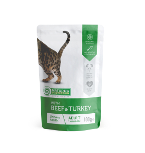 canned pet food for adult cats with beef and turkey