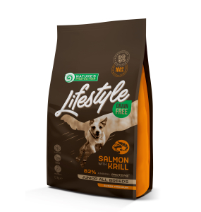 dry grain free food for junior dogs of all breeds with salmon and krill