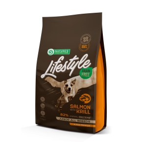 dry grain free food for junior dogs of all breeds with salmon and krill