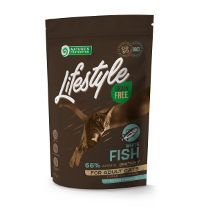 dry grain free food for adult cats with white fish
