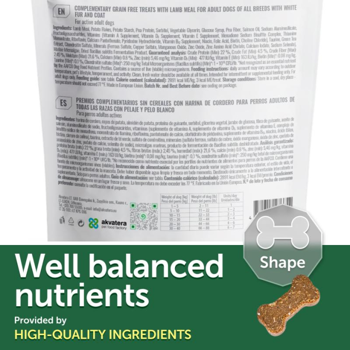 complementary grain free feed - snacks to support mobility and joint health with lamb for adult all breed dogs with white coat - 6