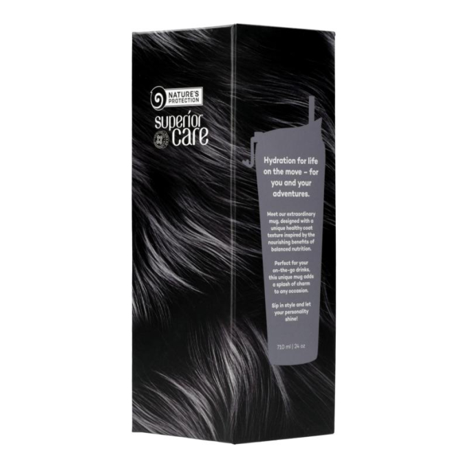 plastic water bottle, with dark coat illustration and straw - 2