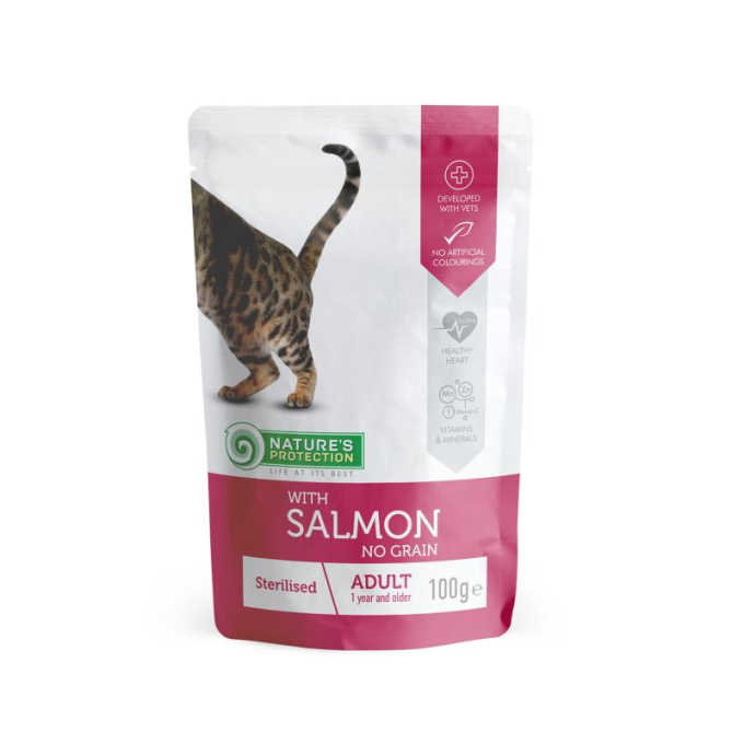 canned pet food for sterilised adult cats with salmon - 1