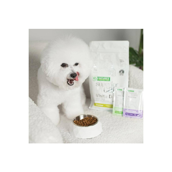 wet food supplement with tuna and sea bass for adult white-coated dogs of all breeds - 4