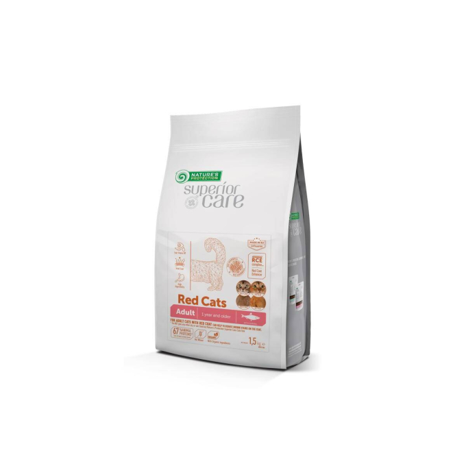 dry grain free pet food with herring for adult all breed cats with red coat - 1