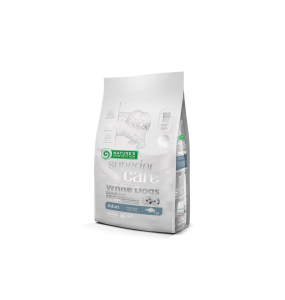 dry food with white fish for adult dogs of large breeds with white coat