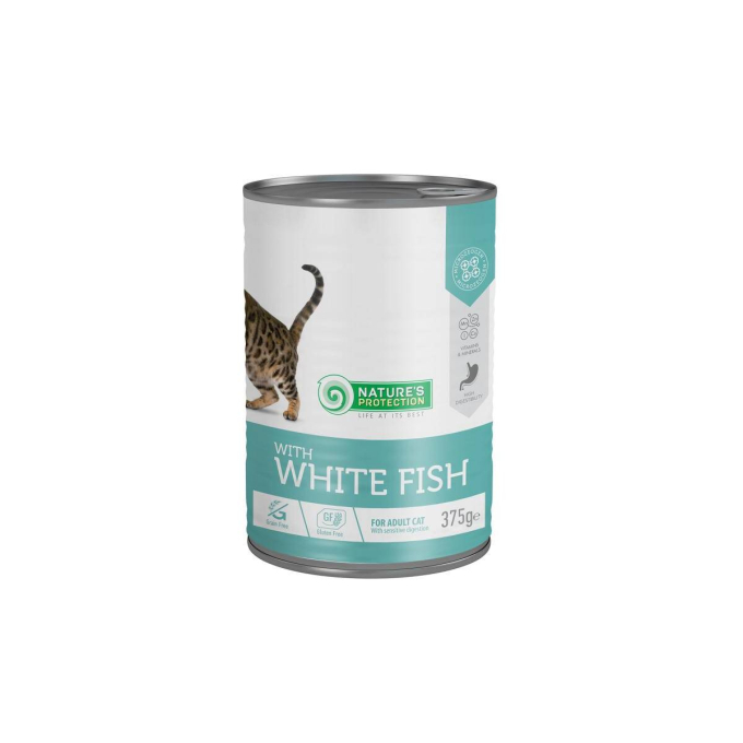 canned pet food for adult cats with white fish - 1