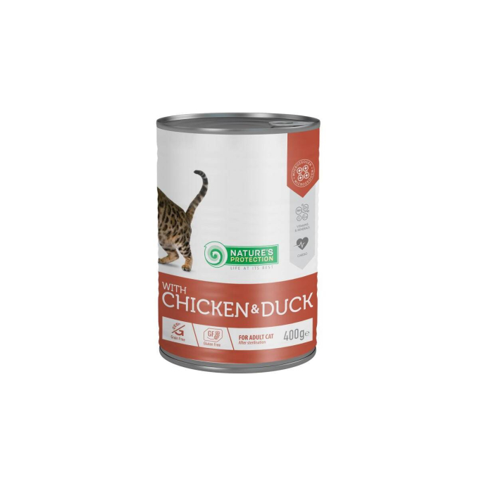 canned pet food for sterilised adult cats with chicken and duck - 1