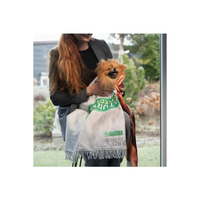 round microfiber towel, unique design, with puppies illustration and fringes - 7