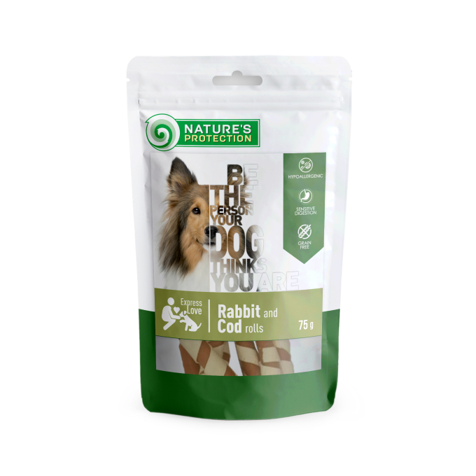 snack for dogs rabbit and cod rolls, - 1